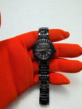 DKNY Black Crystal Bezel Watch NY-8302 Stainless Steel Working Watch